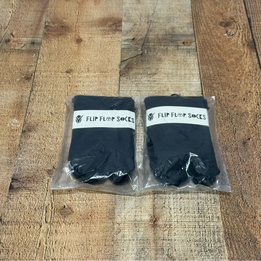 2 PAIRS V-TOE FLIP FLOP BLACK SOCKS SIZE W: 11 And Up M: 10-13 NWT